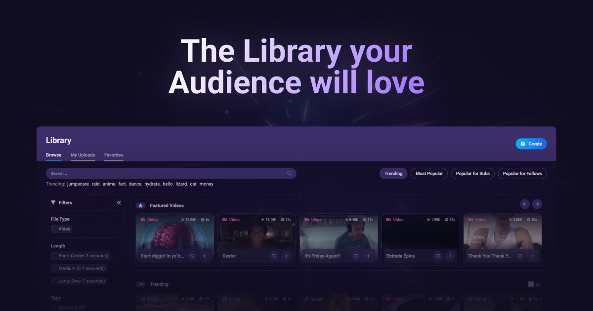 Browse the best Sounds & Videos for your Livestream